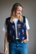 Morning Vest - Blue Tulips