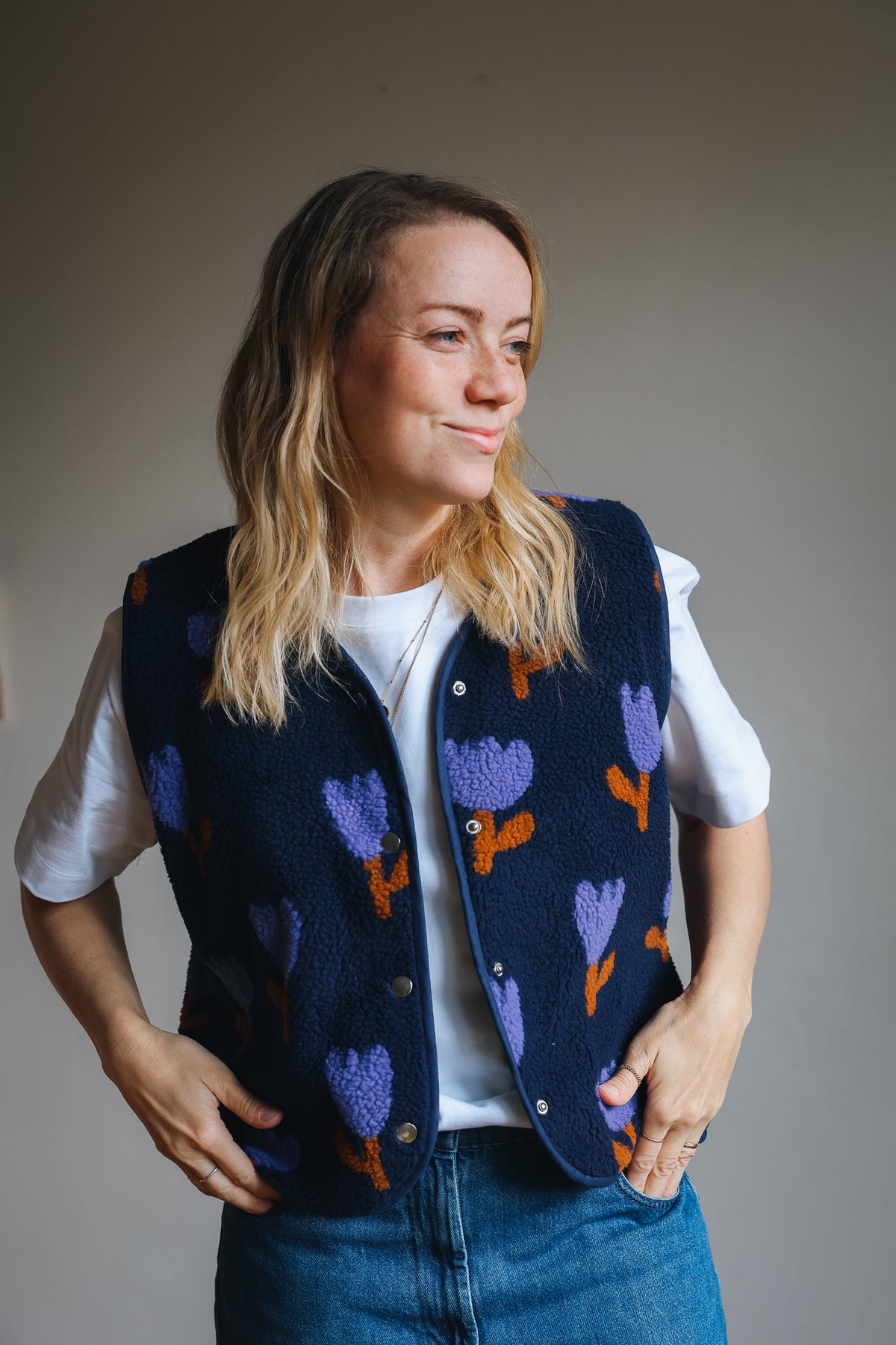 Morning Vest - Blue Tulips