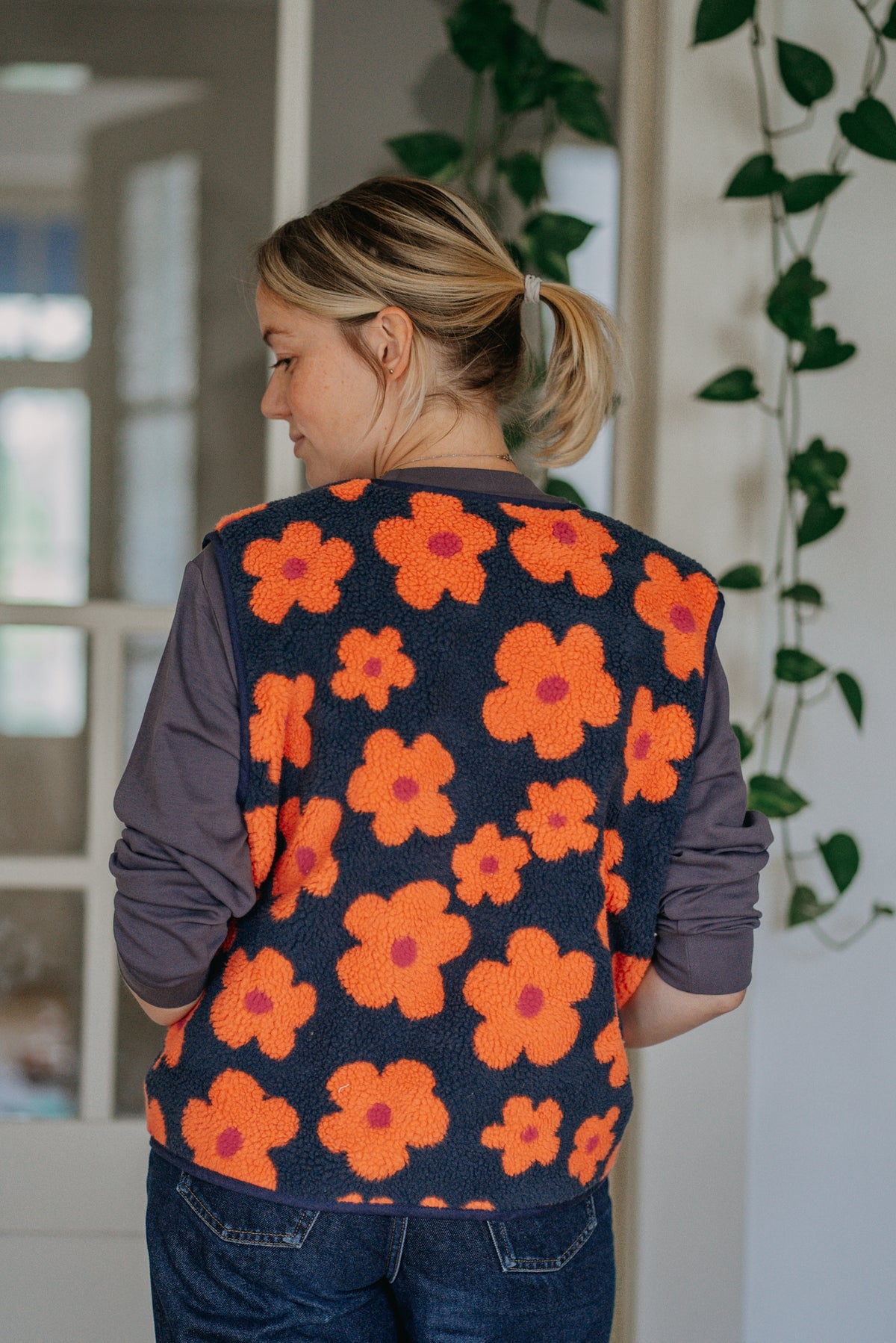 Morning Vest - Orange Flowers